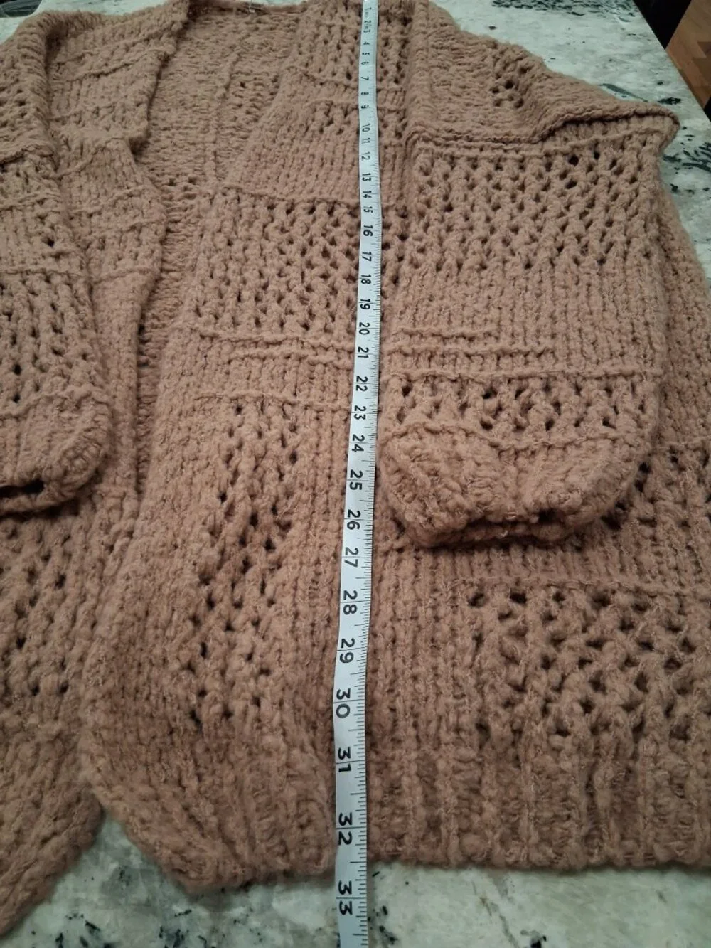 Free People Saturday Morning XS/Small Chunky Knit Boho Cardigan Dusty Rose